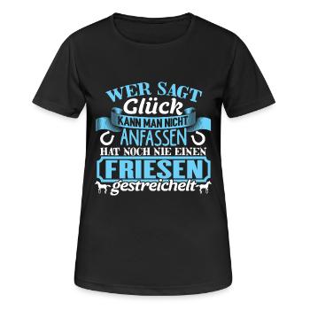 FRIESEN - Glück zum anfassen - Frauen T-Shirt atmungsaktiv - Schwarz - Vorne - AI Model Female 172 light (172cm)