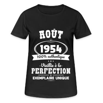 70-jähriges Jubiläum - August 1954 Perfektion - Frauen T-Shirt atmungsaktiv - Schwarz - Vorne - AI Model Female 172 light (172cm)
