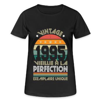Anniversaire 30 ans - Vintage 1995 - Perfection - T-shirt respirant Femme - noir - Devant - AI Model Female 172 light (172cm)