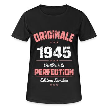 80th Anniversary - Original - 1945 - Women's Breathable T-Shirt - black - Front - AI Model Female 172 light (172cm)