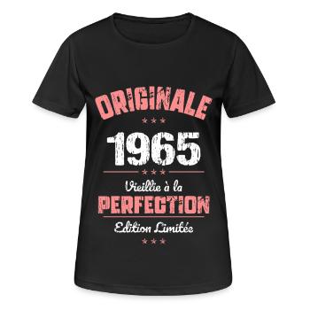 60° Anniversario - Originale - 1965 - Maglietta da donna traspirante - nero - Fronte - AI Model Female 172 light (172cm)