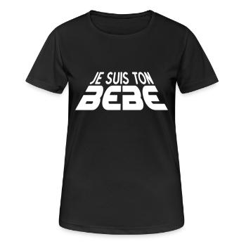 Je suis ton Bébé 3D (1c) - T-shirt respirant Femme - noir - Devant - AI Model Female 172 light (172cm)