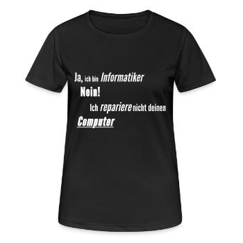 Informatiker Computer kaputt - Frauen T-Shirt atmungsaktiv - Schwarz - Vorne - AI Model Female 172 light (172cm)