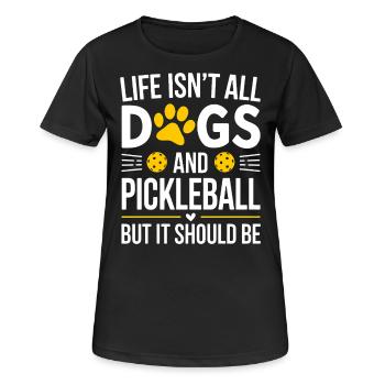 Pickleball Saying Dog Funny Pickleball Gift - Women's Breathable T-Shirt - black - Front - AI Model Female 172 light (172cm)