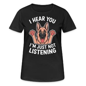 Berger allemand disant berger allemand cadeau - T-shirt respirant Femme - noir - Devant - AI Model Female 172 light (172cm)