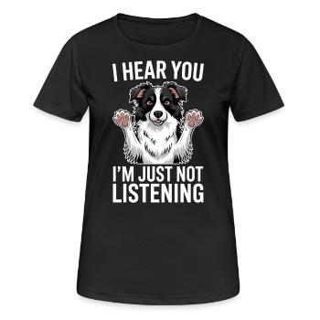 Border Collie disant drôle Border Collie cadeau - T-shirt respirant Femme - noir - Devant - AI Model Female 172 light (172cm)