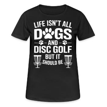 Disc Golf Saying Dogs Funny Disc Golf Gift - Women's Breathable T-Shirt - black - Front - AI Model Female 172 light (172cm)