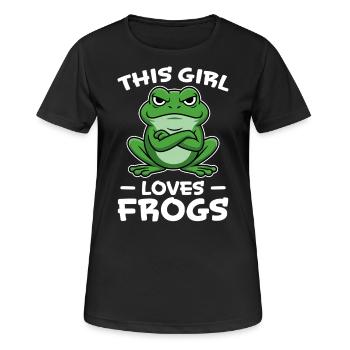 Frosch Spruch Mädchen Lustiges Frösche Geschenk - Frauen T-Shirt atmungsaktiv - Schwarz - Vorne - AI Model Female 172 light (172cm)