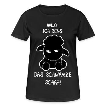 Das schwarze Schaf - Frauen T-Shirt atmungsaktiv - Schwarz - Vorne - AI Model Female 172 light (172cm)
