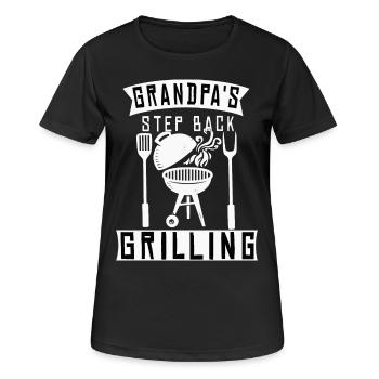 Opa Großvater Grillen Grillsaison - Frauen T-Shirt atmungsaktiv - Schwarz - Vorne - AI Model Female 172 light (172cm)