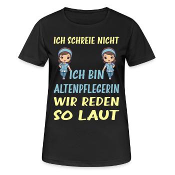 ich schreie nicht ich bin Altenpflegerin - Pfleger - Frauen T-Shirt atmungsaktiv - Schwarz - Vorne - AI Model Female 172 light (172cm)