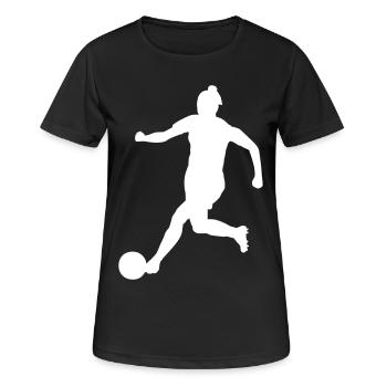 Frauen Fußball Fußballspielerin Design - Frauen T-Shirt atmungsaktiv - Schwarz - Vorne - AI Model Female 172 light (172cm)