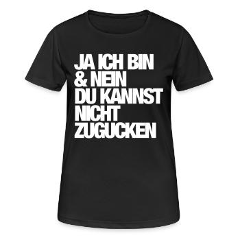 Ja - Ich bin - Frauen T-Shirt atmungsaktiv - Schwarz - Vorne - AI Model Female 172 light (172cm)