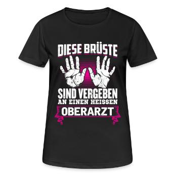 OBERARZT - Brüste - Frauen T-Shirt atmungsaktiv - Schwarz - Vorne - AI Model Female 172 light (172cm)