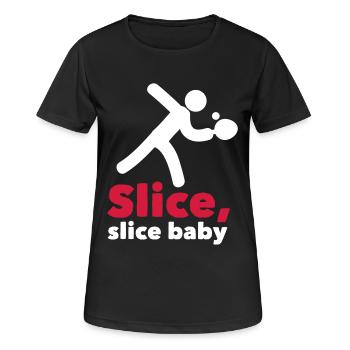 table tennis: slice, slice baby - Frauen T-Shirt atmungsaktiv - Schwarz - Vorne - AI Model Female 172 light (172cm)