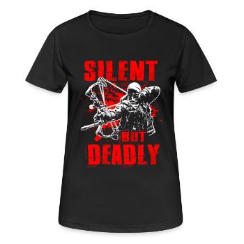 Silent But Deadly Bowhunting Bogenjagd Compound Bo - Frauen T-Shirt atmungsaktiv - Schwarz - Vorne - AI Model Female 172 light (172cm)