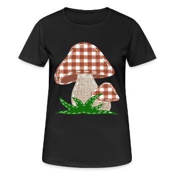 Nähen Pilze Schwammerl - Frauen T-Shirt atmungsaktiv - Schwarz - Vorne - AI Model Female 172 light (172cm)