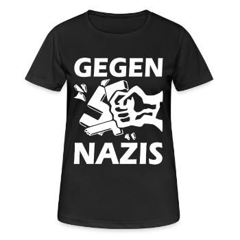 Gegen nazis faust - Frauen T-Shirt atmungsaktiv - Schwarz - Vorne - AI Model Female 172 light (172cm)
