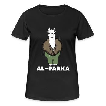 Lustiges Lama Alpaka Comic Tier Trend - Geschenk - Frauen T-Shirt atmungsaktiv - Schwarz - Vorne - AI Model Female 172 light (172cm)