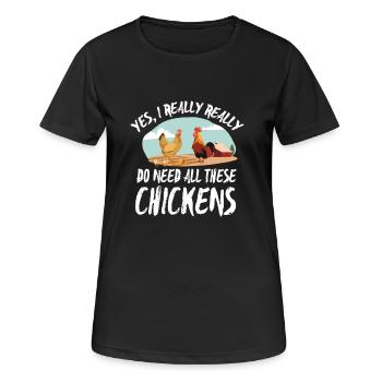 Fermier chemise Tous thèse de poulets - T-shirt respirant Femme - noir - Devant - AI Model Female 172 light (172cm)