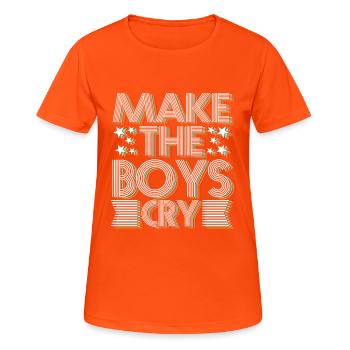 Make the Boys Cry - Frauen T-Shirt atmungsaktiv - Neonorange - Vorne - AI Model Female 172 dark (172cm)