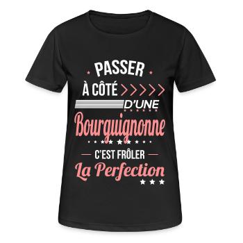 Bourguignonne - Frôler la perfection - Bourgogne - T-shirt respirant Femme - noir - Devant - AI Model Female 172 light (172cm)
