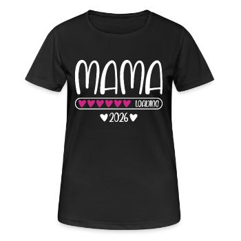 Mama 2026 loading - Frauen T-Shirt atmungsaktiv - Schwarz - Vorne - AI Model Female 172 light (172cm)