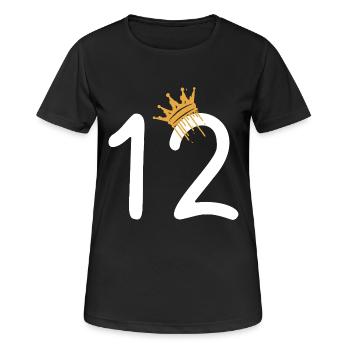 12 - Frauen T-Shirt atmungsaktiv - Schwarz - Vorne - AI Model Female 172 light (172cm)