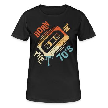 Né dans les années 70 - T-shirt respirant Femme - noir - Devant - AI Model Female 172 light (172cm)