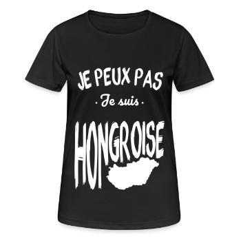 Je peux pas je suis Hongroise - T-shirt respirant Femme - noir - Devant - AI Model Female 172 light (172cm)