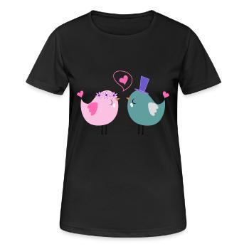 Vogel-Brautpaar - Frauen T-Shirt atmungsaktiv - Schwarz - Vorne - AI Model Female 172 light (172cm)