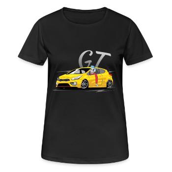 Ceed gt Coupe gelb mit fahrer - Frauen T-Shirt atmungsaktiv - Schwarz - Vorne - AI Model Female 172 light (172cm)