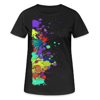 Peinture Splat Peinture / blob - T-shirt respirant Femme - noir - Devant - AI Model Female 172 light (172cm)