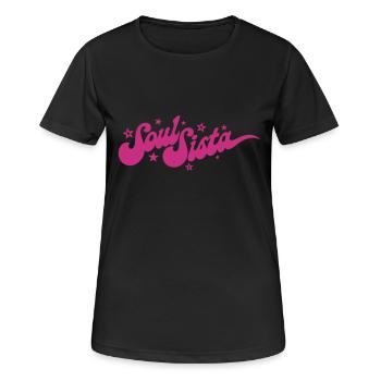 SOUL SISTA STARS - Frauen T-Shirt atmungsaktiv - Schwarz - Vorne - AI Model Female 172 light (172cm)
