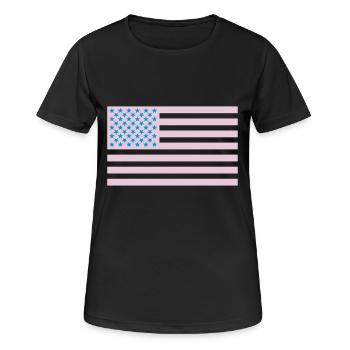 USA - Frauen T-Shirt atmungsaktiv - Schwarz - Vorne - AI Model Female 172 light (172cm)