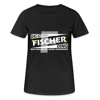 Fischer Ding - Frauen T-Shirt atmungsaktiv - Schwarz - Vorne - AI Model Female 172 light (172cm)