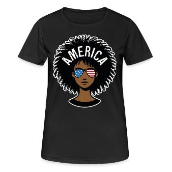 Amerika Afro - Frauen T-Shirt atmungsaktiv - Schwarz - Vorne - AI Model Female 172 light (172cm)