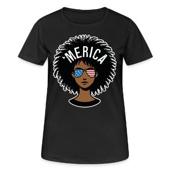 "merica Afro - Frauen T-Shirt atmungsaktiv - Schwarz - Vorne - AI Model Female 172 light (172cm)