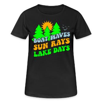 TAGE SEE LEBE BOOT WASSER FLUSSE SONNE WILDWASSER - Frauen T-Shirt atmungsaktiv - Schwarz - Vorne - AI Model Female 172 light (172cm)