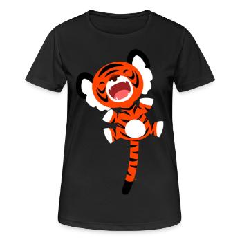 Hüpfender Tiger von Cheerful Madness!! - Frauen T-Shirt atmungsaktiv - Schwarz - Vorne - AI Model Female 172 light (172cm)