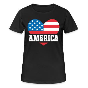 Amerika Flagge Herz - Frauen T-Shirt atmungsaktiv - Schwarz - Vorne - AI Model Female 172 light (172cm)