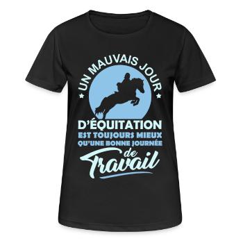 T-shirt Cheval - Mauvais jour d'équitation - T-shirt respirant Femme - noir - Devant - AI Model Female 172 light (172cm)