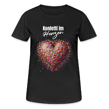 Karneval Konfetti im Herzen Herz Köln Kölle Alaaf - Frauen T-Shirt atmungsaktiv - Schwarz - Vorne - AI Model Female 172 light (172cm)
