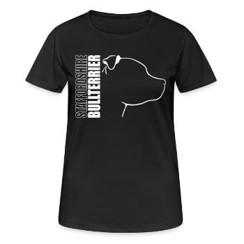 STAFFORDSHIRE BULLTERRIER PROFIL Wilsigns - Frauen T-Shirt atmungsaktiv - Schwarz - Vorne - AI Model Female 172 light (172cm)