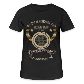 Als Gott die Menschheit - Frauen T-Shirt atmungsaktiv - Schwarz - Vorne - AI Model Female 172 light (172cm)
