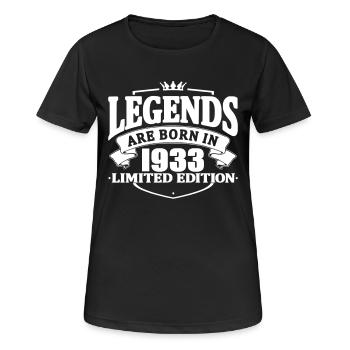 légendes sont nées en 1933 - T-shirt respirant Femme - noir - Devant - AI Model Female 172 light (172cm)