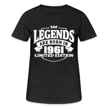 légendes sont nées en 1961 - T-shirt respirant Femme - noir - Devant - AI Model Female 172 light (172cm)