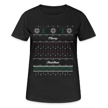 Weihnachts Muster - Frauen T-Shirt atmungsaktiv - Schwarz - Vorne - AI Model Female 172 light (172cm)