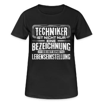 TECHNIKER - Leben - Frauen T-Shirt atmungsaktiv - Schwarz - Vorne - AI Model Female 172 light (172cm)