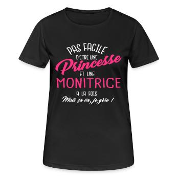 Princesse et monitrice - T-shirt respirant Femme - noir - Devant - AI Model Female 172 light (172cm)